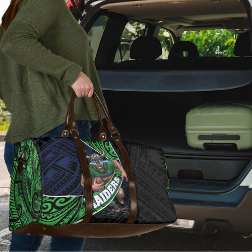 Canberra Raiders Rugby Travel Bag Tribal Polynesian Power Art - Lightning Mascot