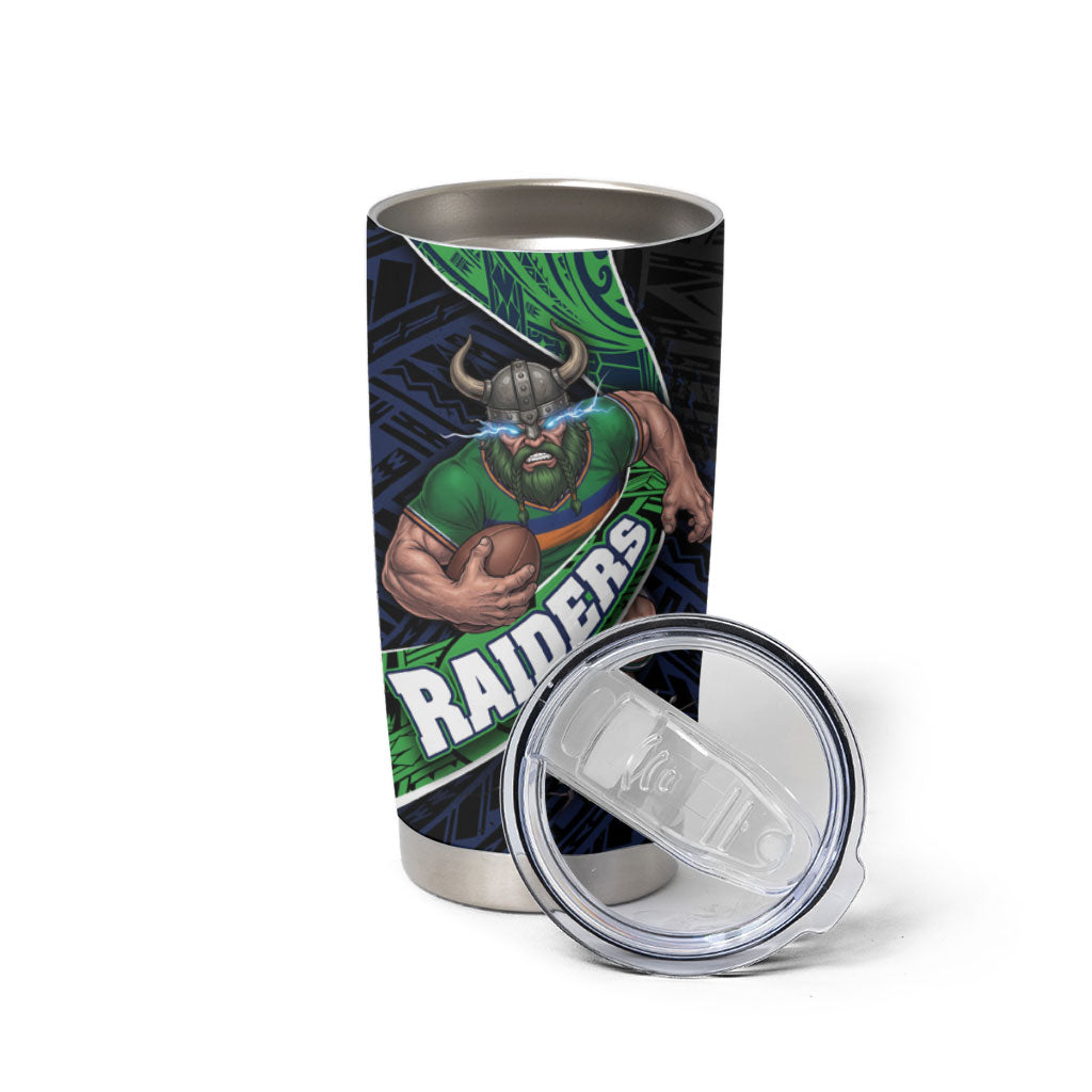 Canberra Raiders Rugby Tumbler Cup Tribal Polynesian Power Art - Lightning Mascot