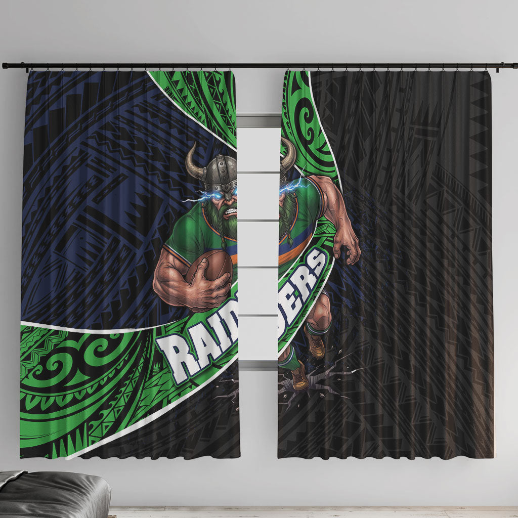 Canberra Raiders Rugby Window Curtain Tribal Polynesian Power Art - Lightning Mascot