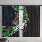 Canberra Raiders Rugby Window Curtain Tribal Polynesian Power Art - Lightning Mascot