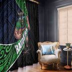 Canberra Raiders Rugby Window Curtain Tribal Polynesian Power Art - Lightning Mascot