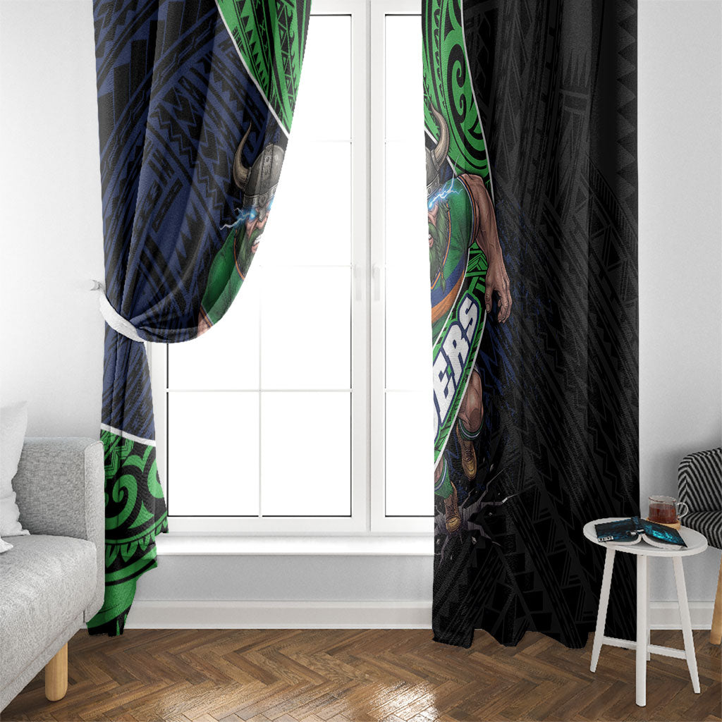 Canberra Raiders Rugby Window Curtain Tribal Polynesian Power Art - Lightning Mascot