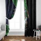 Canberra Raiders Rugby Window Curtain Tribal Polynesian Power Art - Lightning Mascot