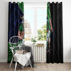 Canberra Raiders Rugby Window Curtain Tribal Polynesian Power Art - Lightning Mascot