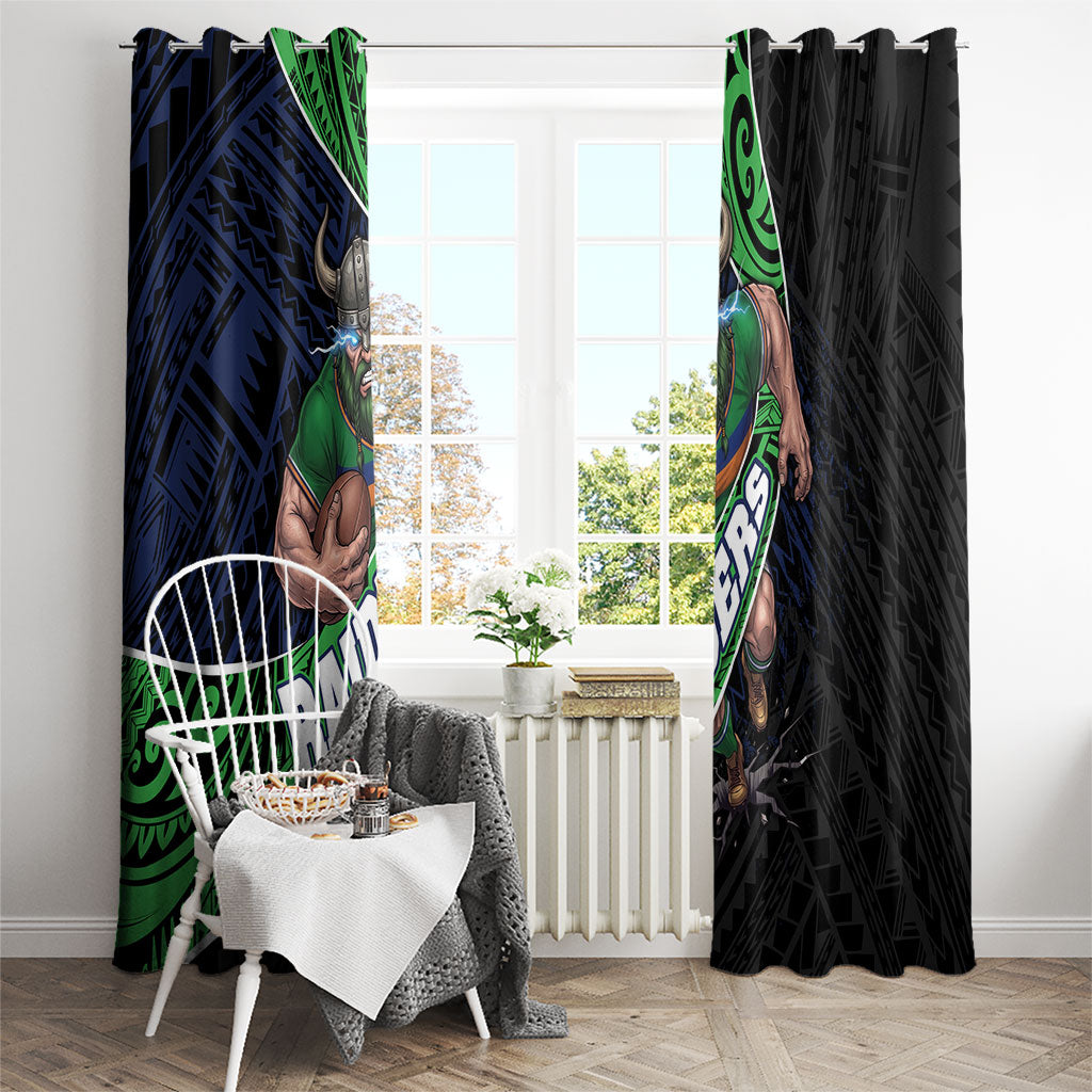 Canberra Raiders Rugby Window Curtain Tribal Polynesian Power Art - Lightning Mascot