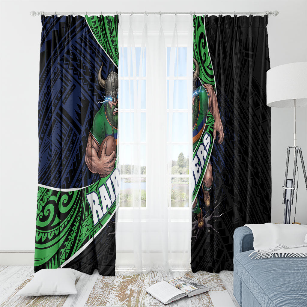 Canberra Raiders Rugby Window Curtain Tribal Polynesian Power Art - Lightning Mascot