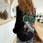 Canberra Raiders Rugby Women Casual Shirt Tribal Polynesian Power Art - Lightning Mascot