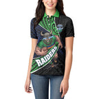 Canberra Raiders Rugby Women Polo Shirt Tribal Polynesian Power Art - Lightning Mascot