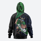 Canberra Raiders Rugby Zip Hoodie Tribal Polynesian Power Art - Lightning Mascot
