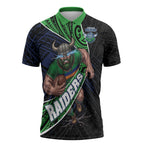 Canberra Raiders Rugby Zipper Polo Shirt Tribal Polynesian Power Art - Lightning Mascot
