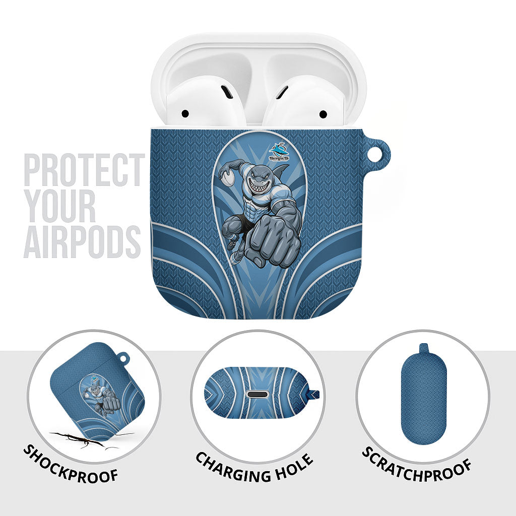 Cronulla Sutherland Sharks Rugby Mascot AirPods Case Australian Rugby Culture - Tribal Inspired Sharks