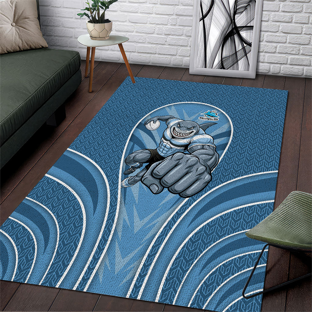 Cronulla Sutherland Sharks Rugby Mascot Area Rug Australian Rugby Culture - Tribal Inspired Sharks