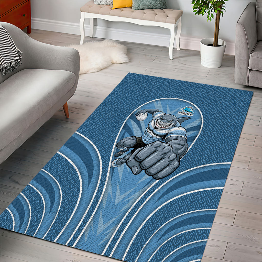 Cronulla Sutherland Sharks Rugby Mascot Area Rug Australian Rugby Culture - Tribal Inspired Sharks