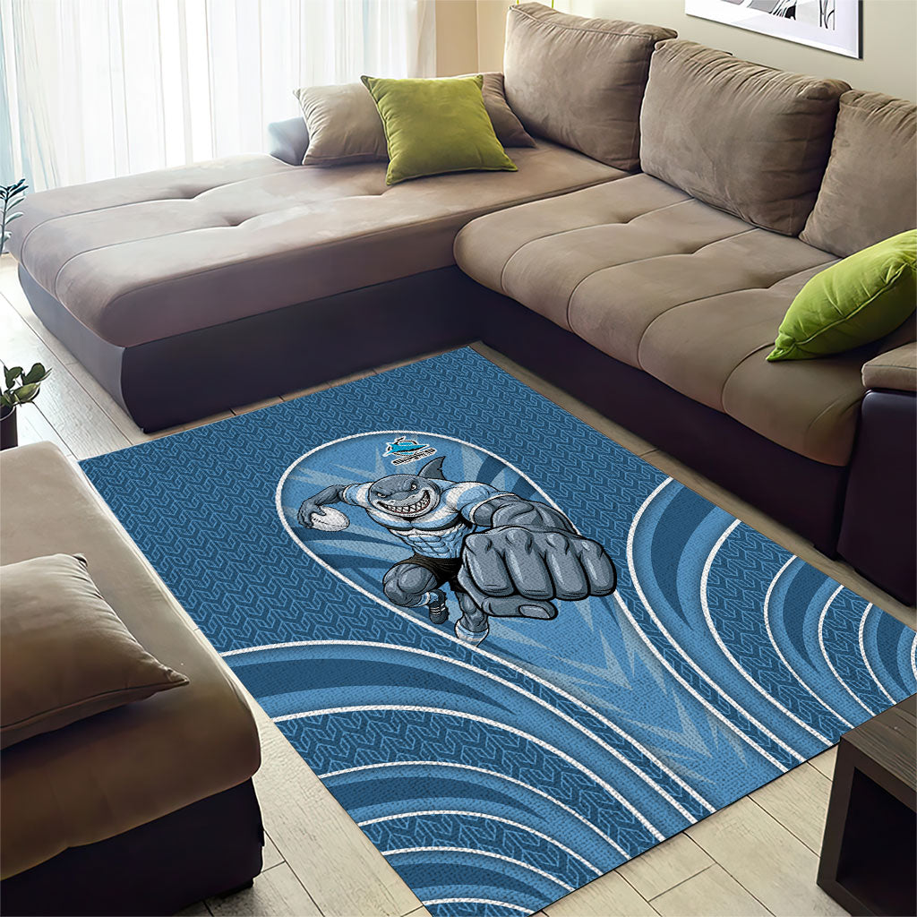 Cronulla Sutherland Sharks Rugby Mascot Area Rug Australian Rugby Culture - Tribal Inspired Sharks