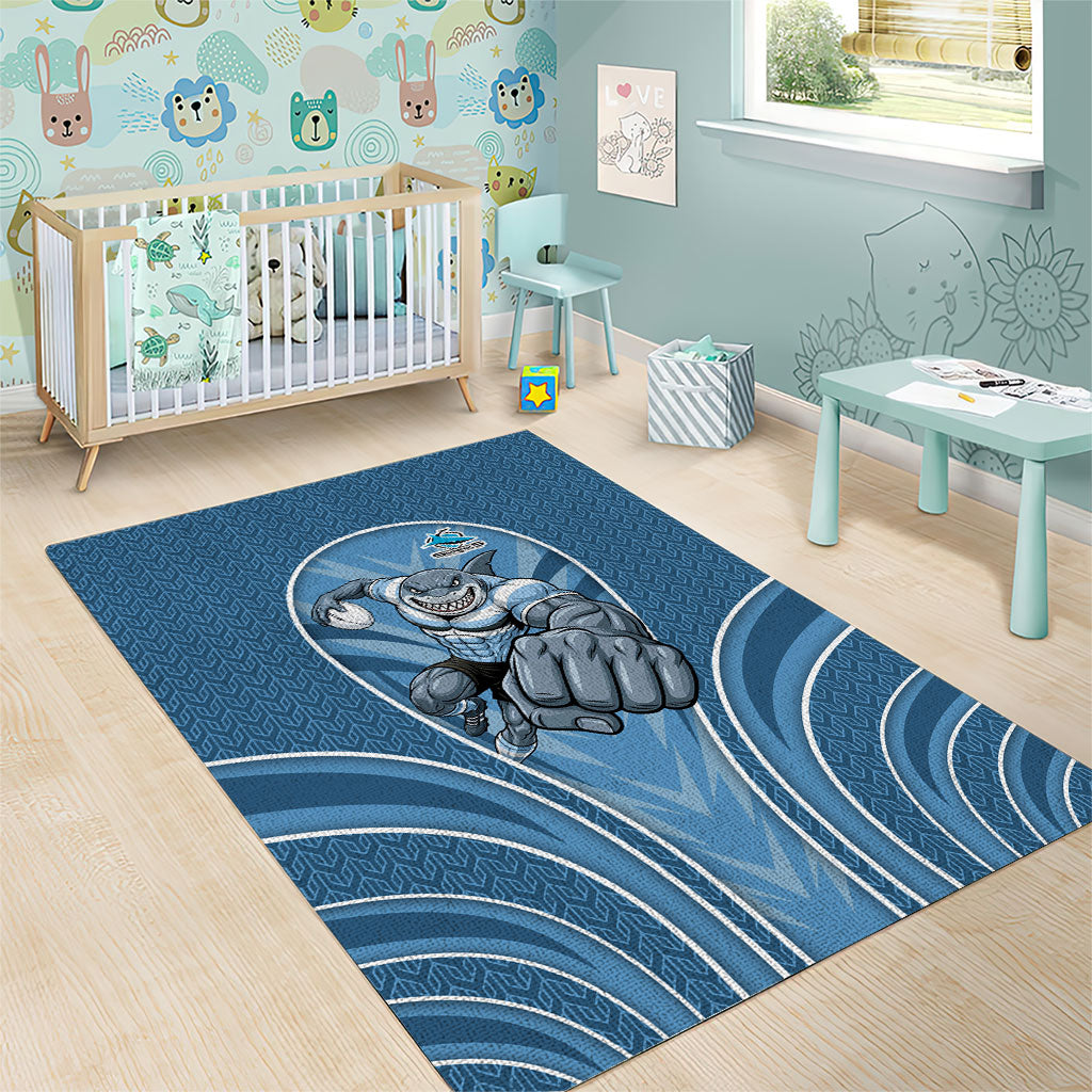 Cronulla Sutherland Sharks Rugby Mascot Area Rug Australian Rugby Culture - Tribal Inspired Sharks