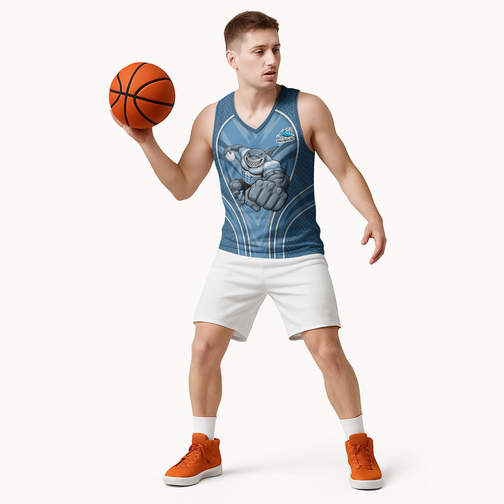 Cronulla Sutherland Sharks Rugby Mascot Basketball Jersey Australian Rugby Culture - Tribal Inspired Sharks