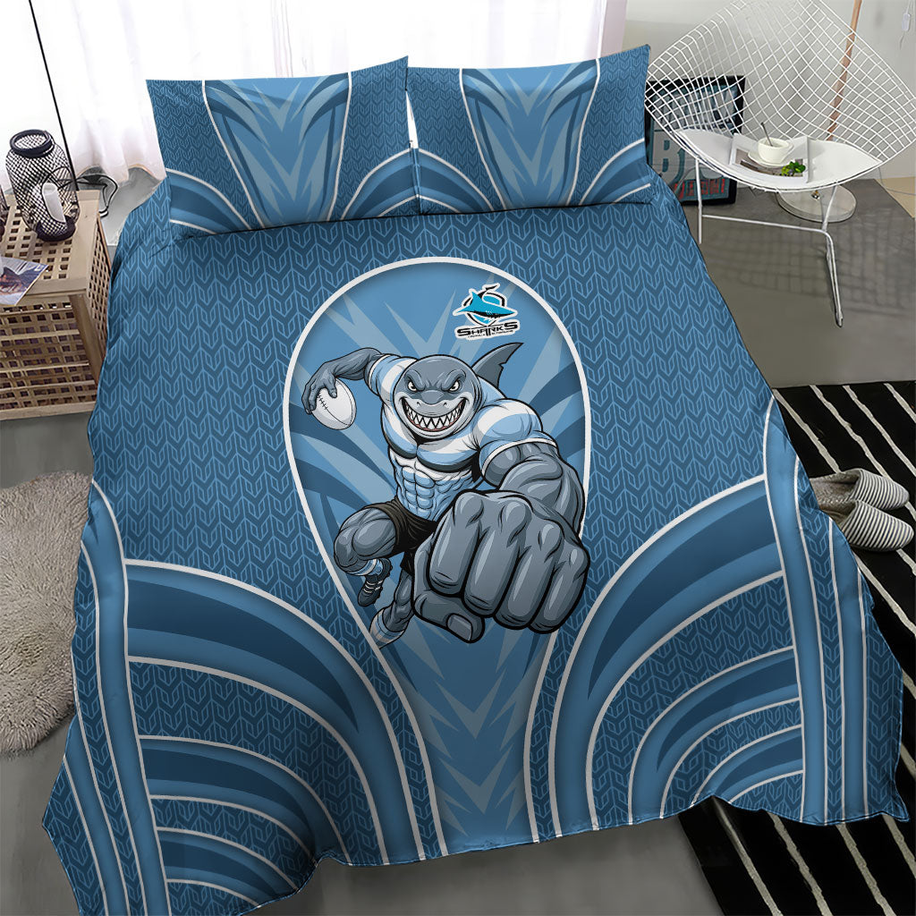 Cronulla Sutherland Sharks Rugby Mascot Bedding Set Australian Rugby Culture - Tribal Inspired Sharks