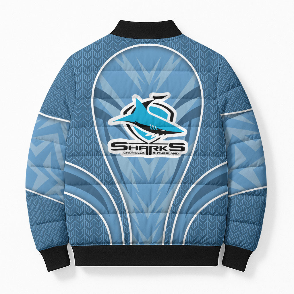 Cronulla Sutherland Sharks Rugby Mascot Bomber Puffer Jacket Australian Rugby Culture - Tribal Inspired Sharks