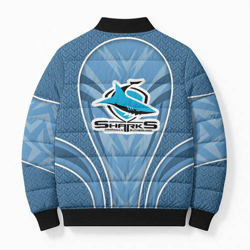 Cronulla Sutherland Sharks Rugby Mascot Bomber Puffer Jacket Australian Rugby Culture - Tribal Inspired Sharks