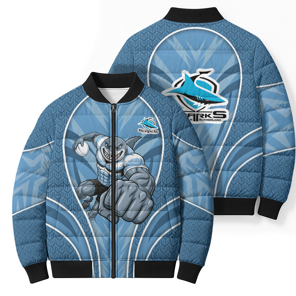 Cronulla Sutherland Sharks Rugby Mascot Bomber Puffer Jacket Australian Rugby Culture - Tribal Inspired Sharks
