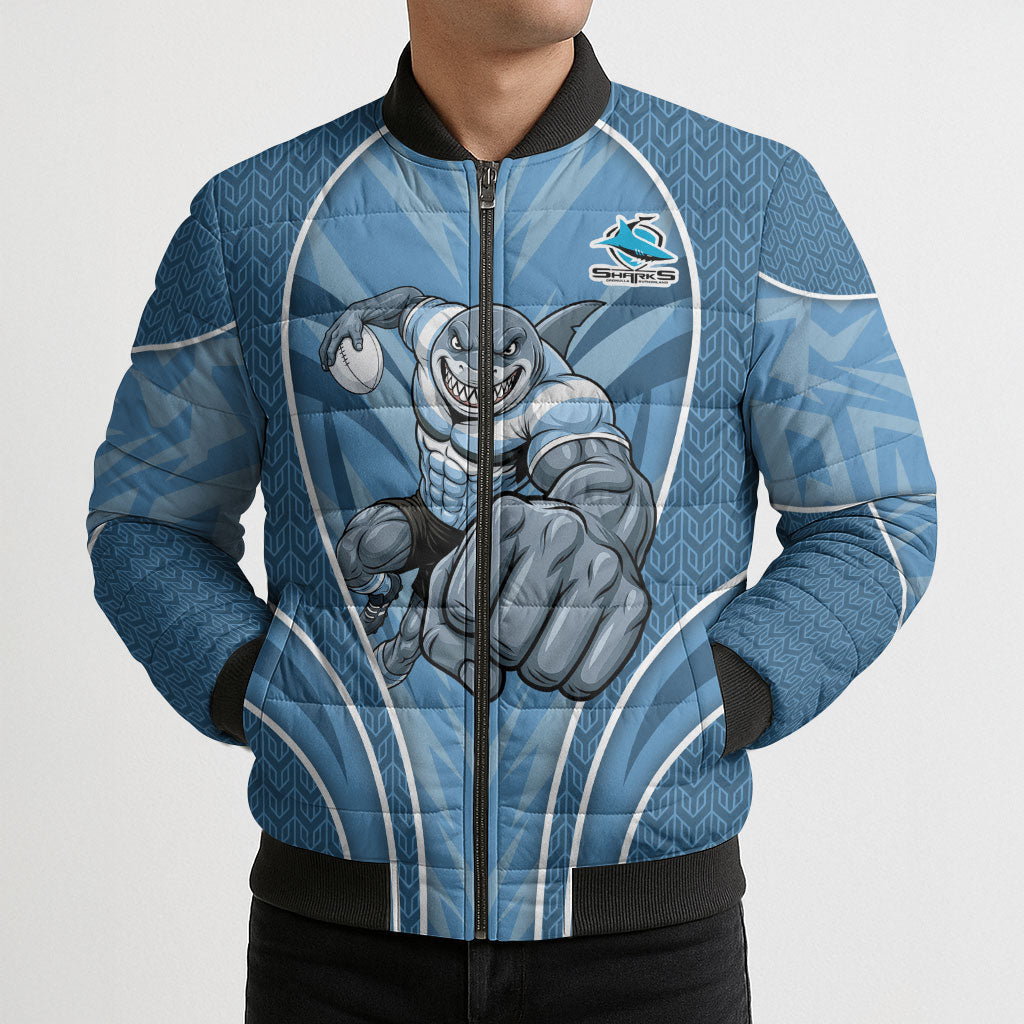 Cronulla Sutherland Sharks Rugby Mascot Bomber Puffer Jacket Australian Rugby Culture - Tribal Inspired Sharks