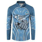 Cronulla Sutherland Sharks Rugby Mascot Button Sweatshirt Australian Rugby Culture - Tribal Inspired Sharks