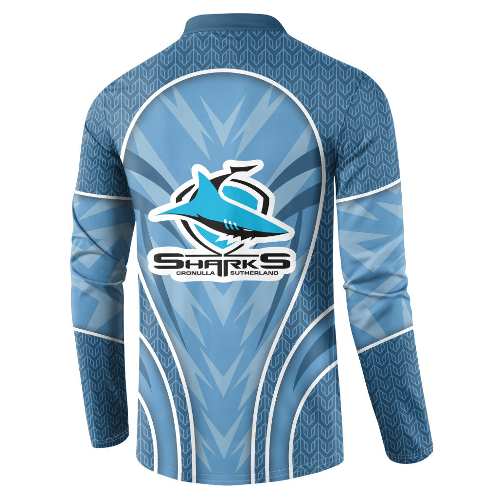 Cronulla Sutherland Sharks Rugby Mascot Button Sweatshirt Australian Rugby Culture - Tribal Inspired Sharks