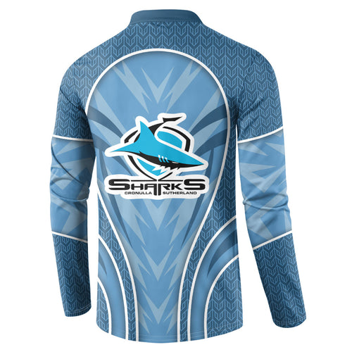 Cronulla Sutherland Sharks Rugby Mascot Button Sweatshirt Australian Rugby Culture - Tribal Inspired Sharks