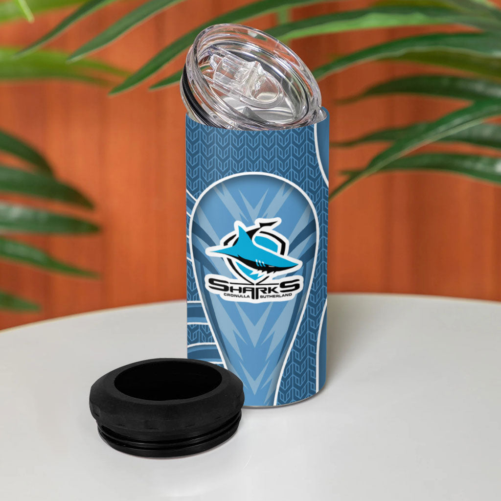 Cronulla Sutherland Sharks Rugby Mascot 4 in 1 Can Cooler Tumbler Australian Rugby Culture - Tribal Inspired Sharks