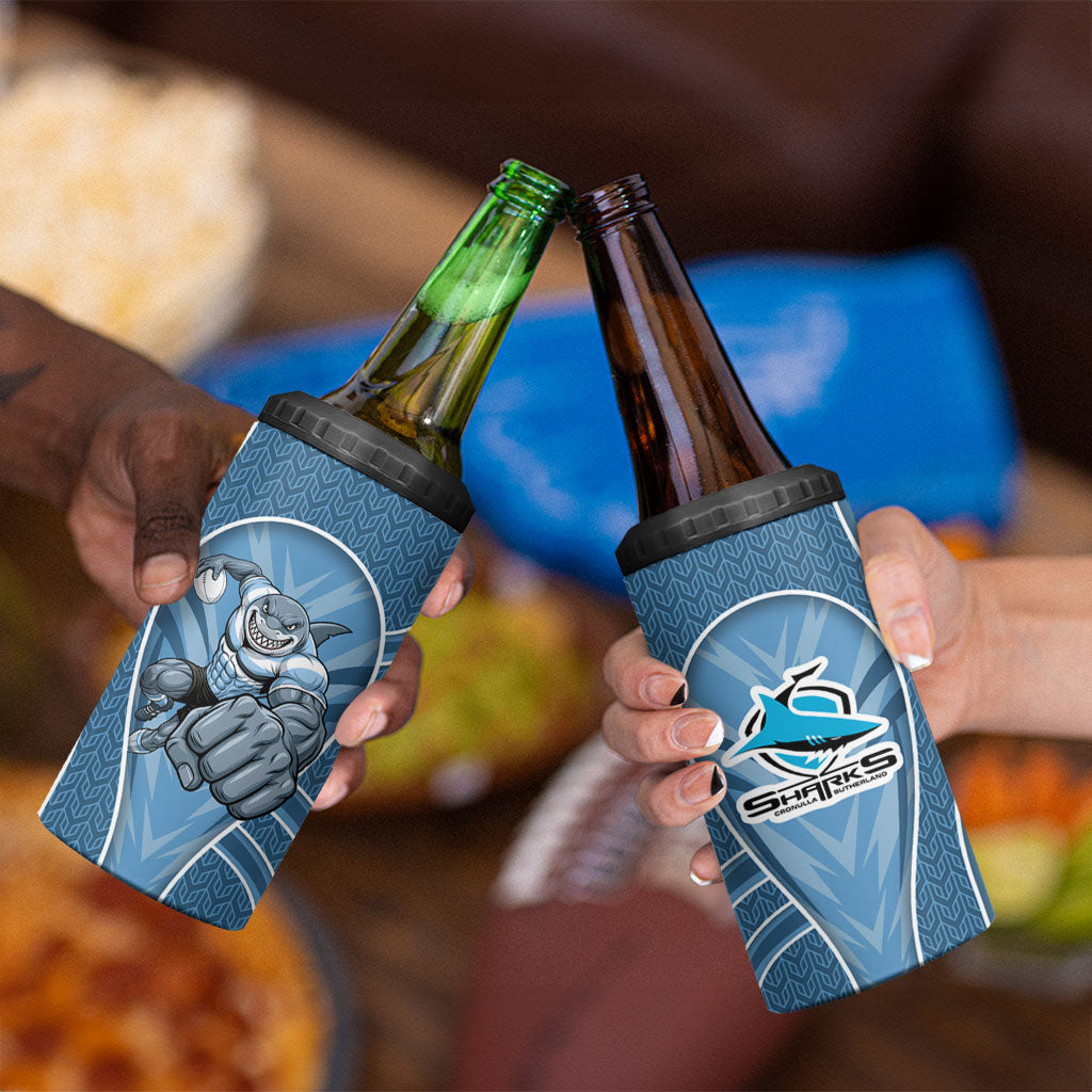 Cronulla Sutherland Sharks Rugby Mascot 4 in 1 Can Cooler Tumbler Australian Rugby Culture - Tribal Inspired Sharks