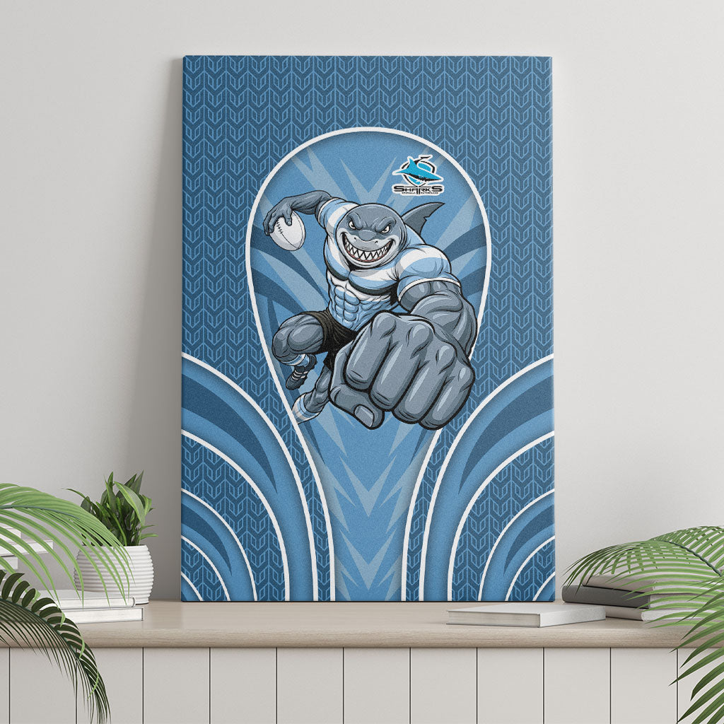Cronulla Sutherland Sharks Rugby Mascot Canvas Wall Art Australian Rugby Culture - Tribal Inspired Sharks