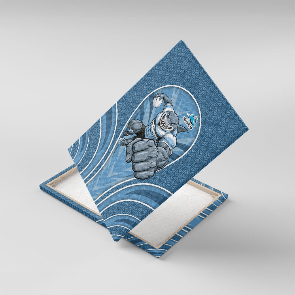 Cronulla Sutherland Sharks Rugby Mascot Canvas Wall Art Australian Rugby Culture - Tribal Inspired Sharks