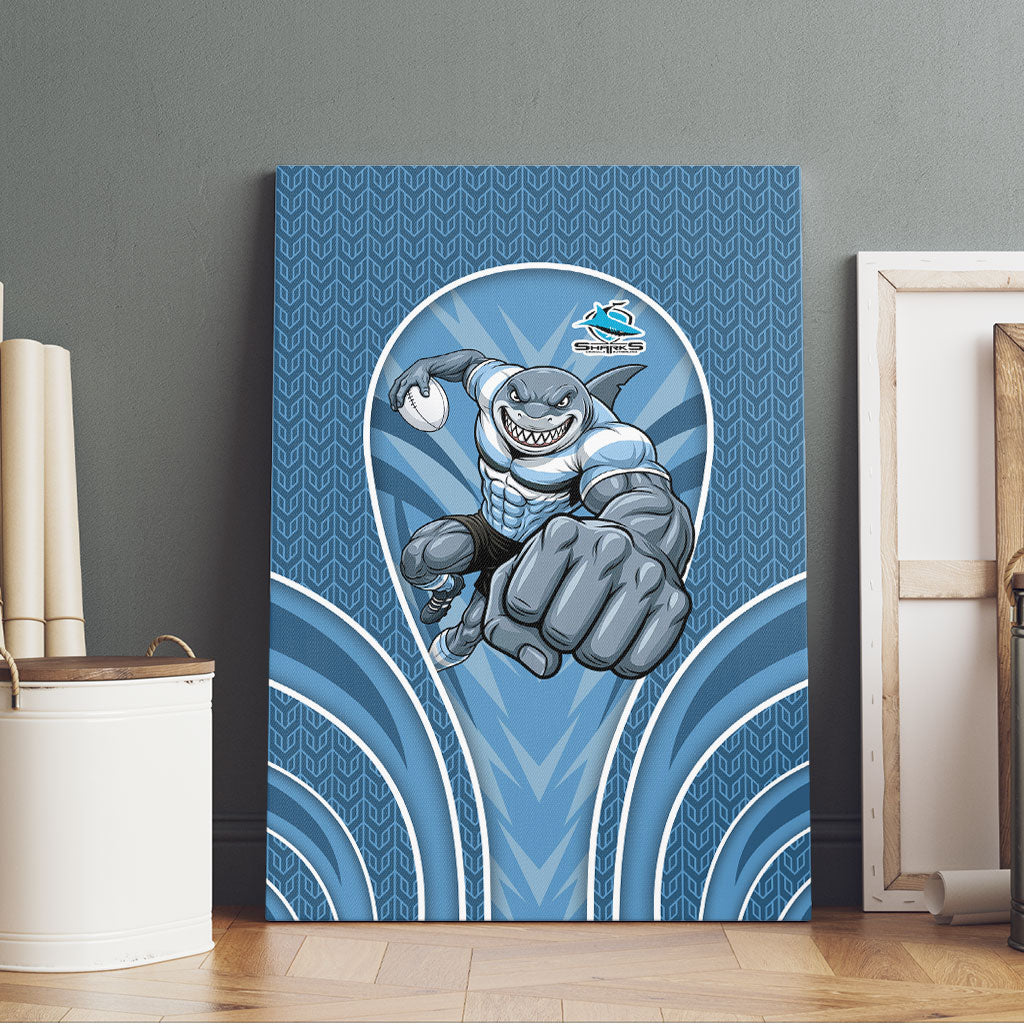 Cronulla Sutherland Sharks Rugby Mascot Canvas Wall Art Australian Rugby Culture - Tribal Inspired Sharks