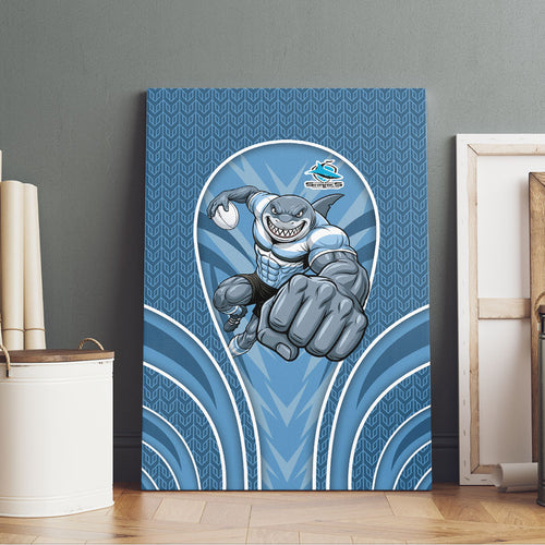 Cronulla Sutherland Sharks Rugby Mascot Canvas Wall Art Australian Rugby Culture - Tribal Inspired Sharks
