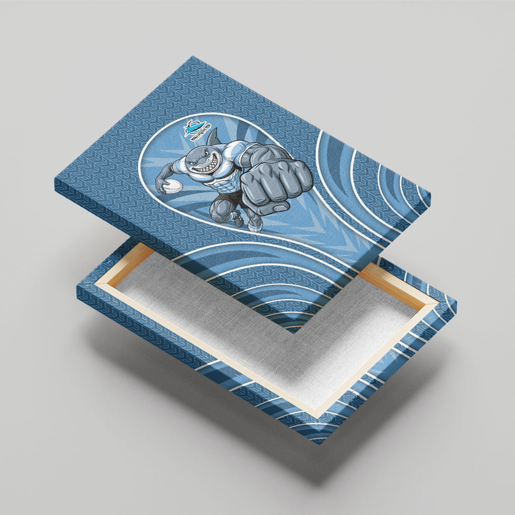 Cronulla Sutherland Sharks Rugby Mascot Canvas Wall Art Australian Rugby Culture - Tribal Inspired Sharks
