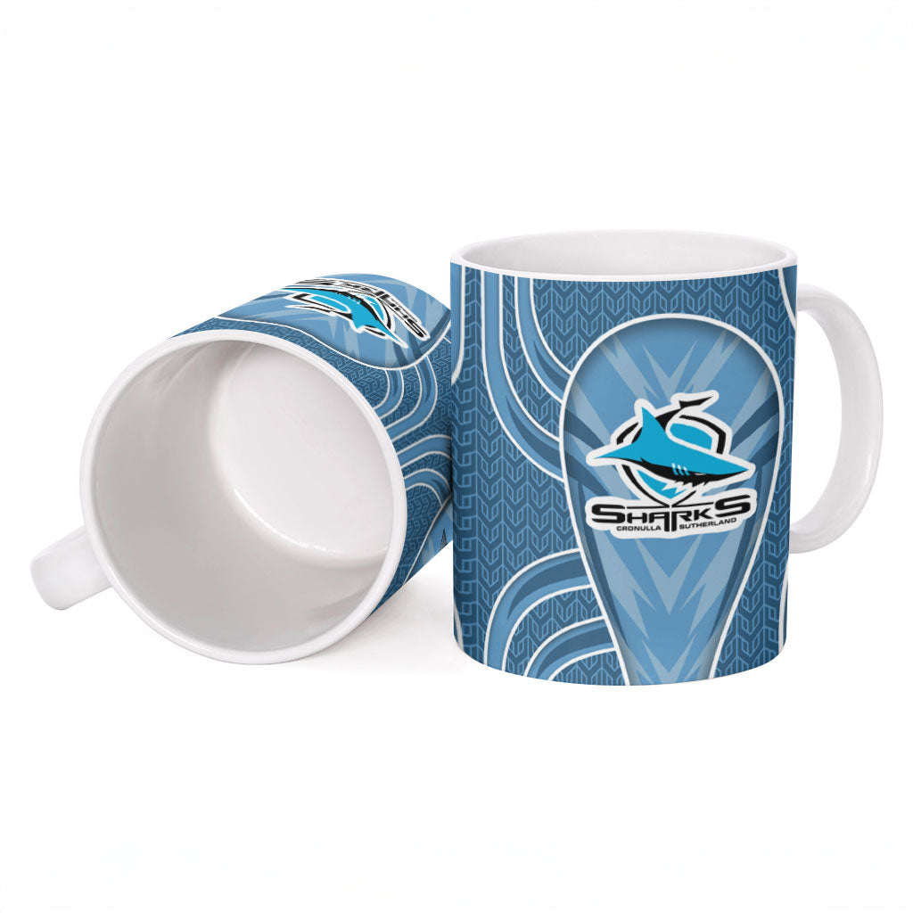 Cronulla Sutherland Sharks Rugby Mascot Ceramic Mug Australian Rugby Culture - Tribal Inspired Sharks