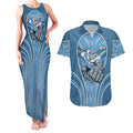 Cronulla Sutherland Sharks Rugby Mascot Couples Matching Tank Maxi Dress and Hawaiian Shirt Australian Rugby Culture - Tribal Inspired Sharks