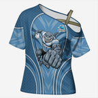 Cronulla Sutherland Sharks Rugby Mascot Cross Shoulder Shirt Australian Rugby Culture - Tribal Inspired Sharks