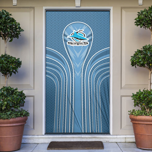 Cronulla Sutherland Sharks Rugby Mascot Door Cover Australian Rugby Culture - Tribal Inspired Sharks
