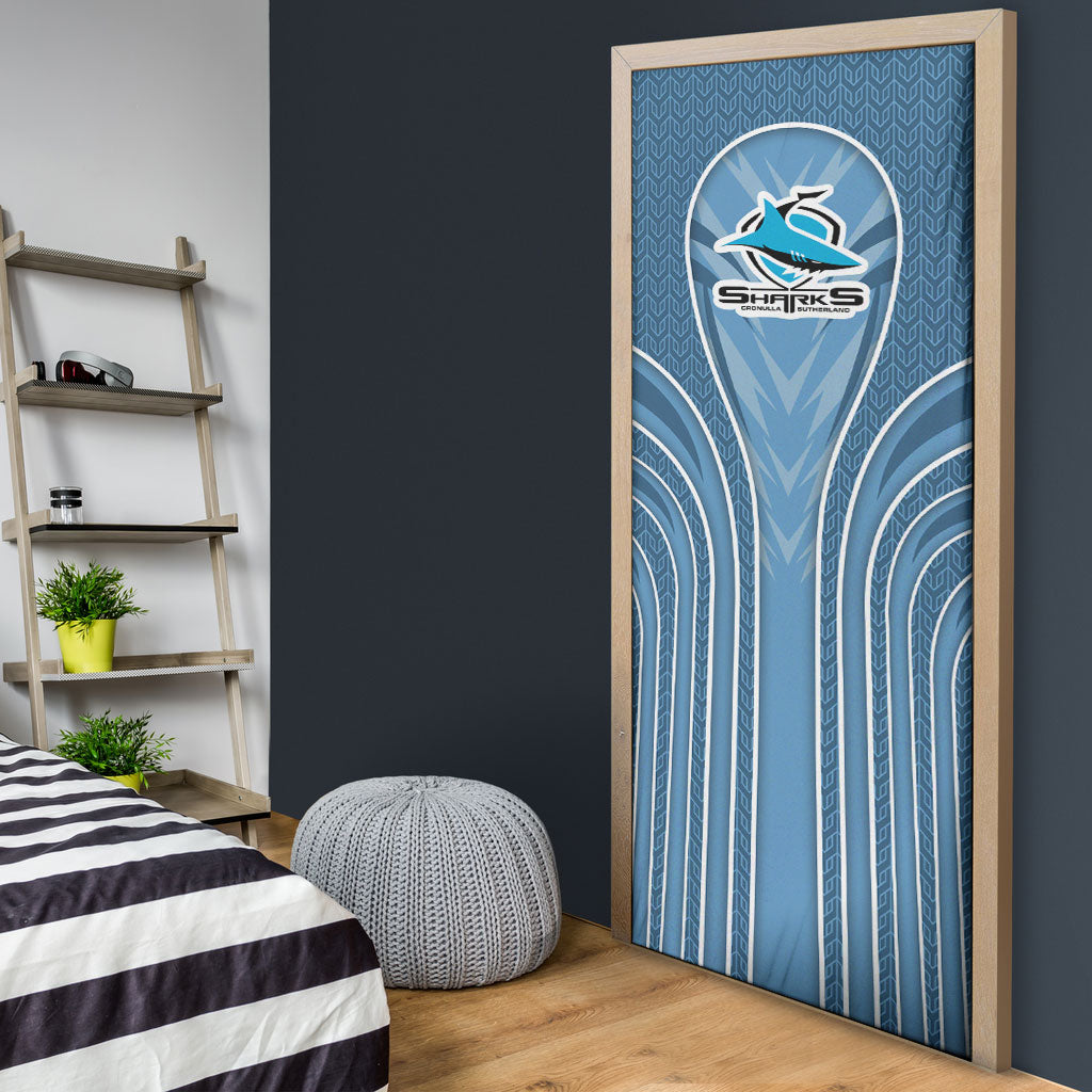 Cronulla Sutherland Sharks Rugby Mascot Door Cover Australian Rugby Culture - Tribal Inspired Sharks