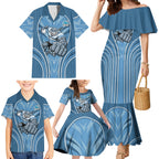 Cronulla Sutherland Sharks Rugby Mascot Family Matching Mermaid Dress and Hawaiian Shirt Australian Rugby Culture - Tribal Inspired Sharks