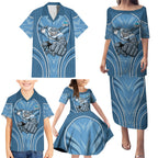 Cronulla Sutherland Sharks Rugby Mascot Family Matching Puletasi and Hawaiian Shirt Australian Rugby Culture - Tribal Inspired Sharks