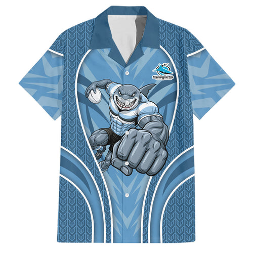 Cronulla Sutherland Sharks Rugby Mascot Family Matching Puletasi and Hawaiian Shirt Australian Rugby Culture - Tribal Inspired Sharks