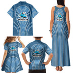 Cronulla Sutherland Sharks Rugby Mascot Family Matching Tank Maxi Dress and Hawaiian Shirt Australian Rugby Culture - Tribal Inspired Sharks