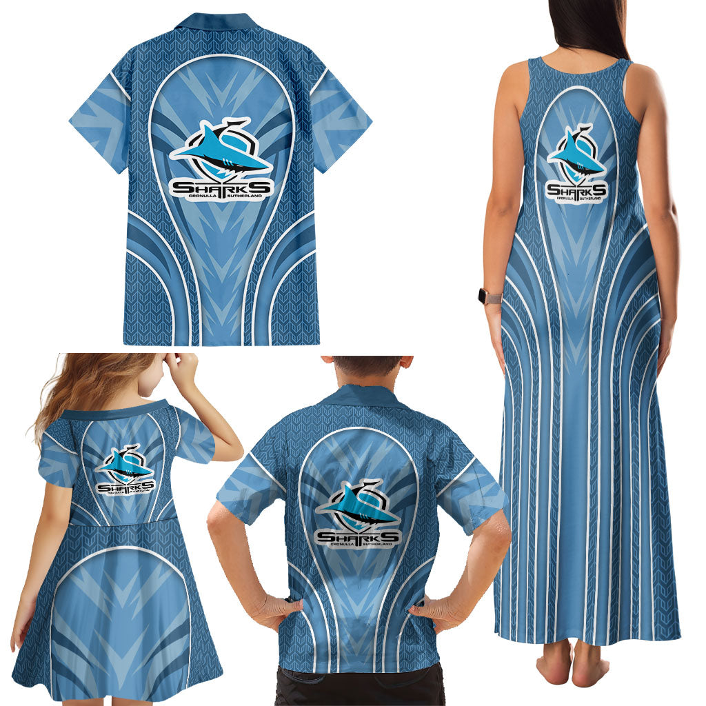 Cronulla Sutherland Sharks Rugby Mascot Family Matching Tank Maxi Dress and Hawaiian Shirt Australian Rugby Culture - Tribal Inspired Sharks