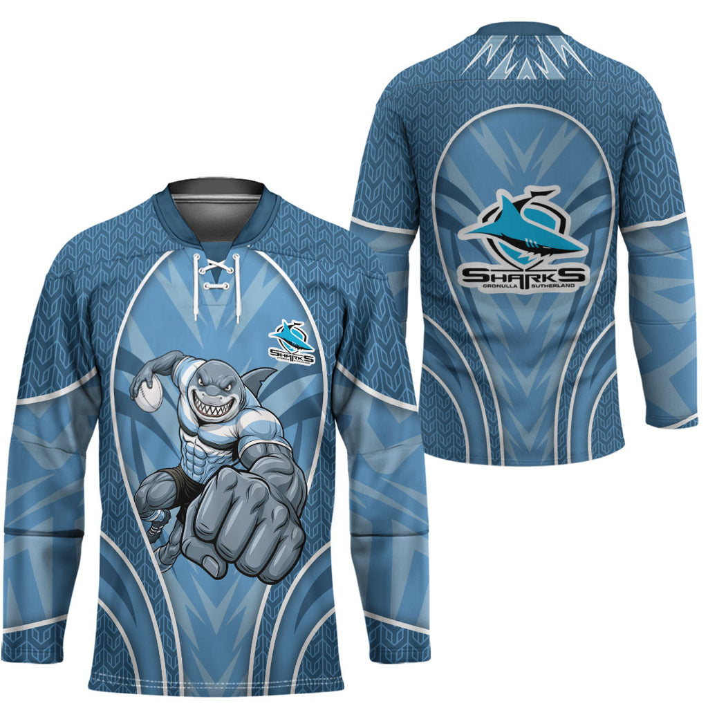 Cronulla Sutherland Sharks Rugby Mascot Hockey Jersey Australian Rugby Culture - Tribal Inspired Sharks