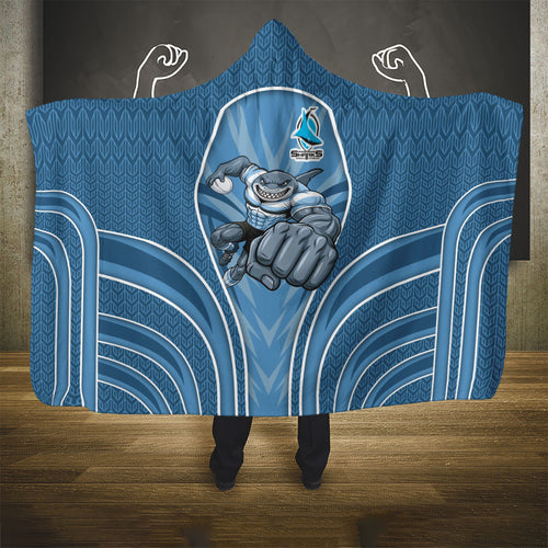 Cronulla Sutherland Sharks Rugby Mascot Hooded Blanket Australian Rugby Culture - Tribal Inspired Sharks