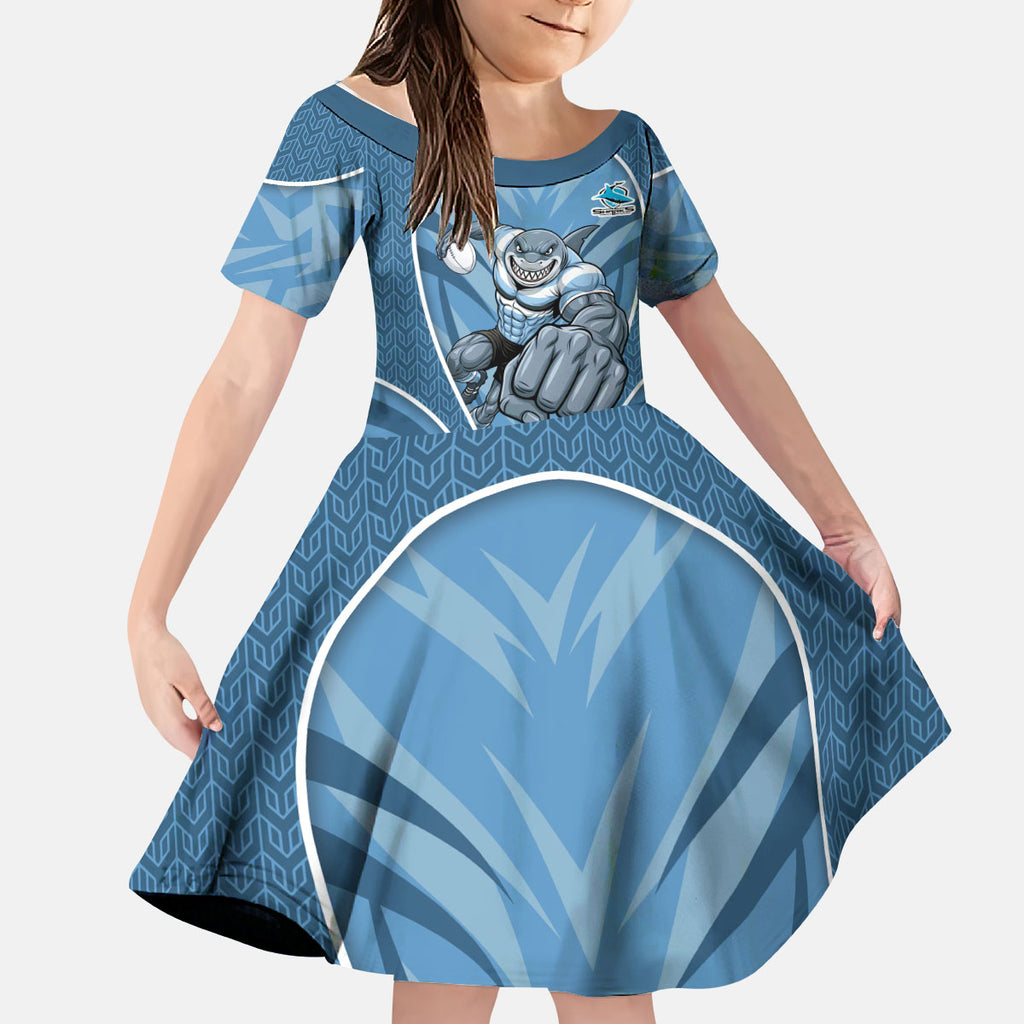 Cronulla Sutherland Sharks Rugby Mascot Kid Short Sleeve Dress Australian Rugby Culture - Tribal Inspired Sharks