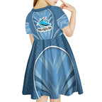Cronulla Sutherland Sharks Rugby Mascot Kid Short Sleeve Dress Australian Rugby Culture - Tribal Inspired Sharks