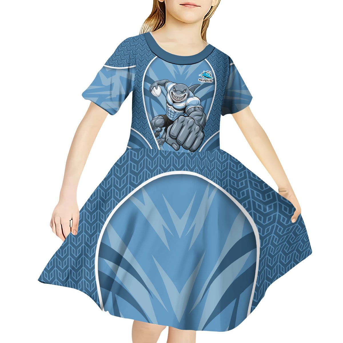Cronulla Sutherland Sharks Rugby Mascot Kid Short Sleeve Dress Australian Rugby Culture - Tribal Inspired Sharks